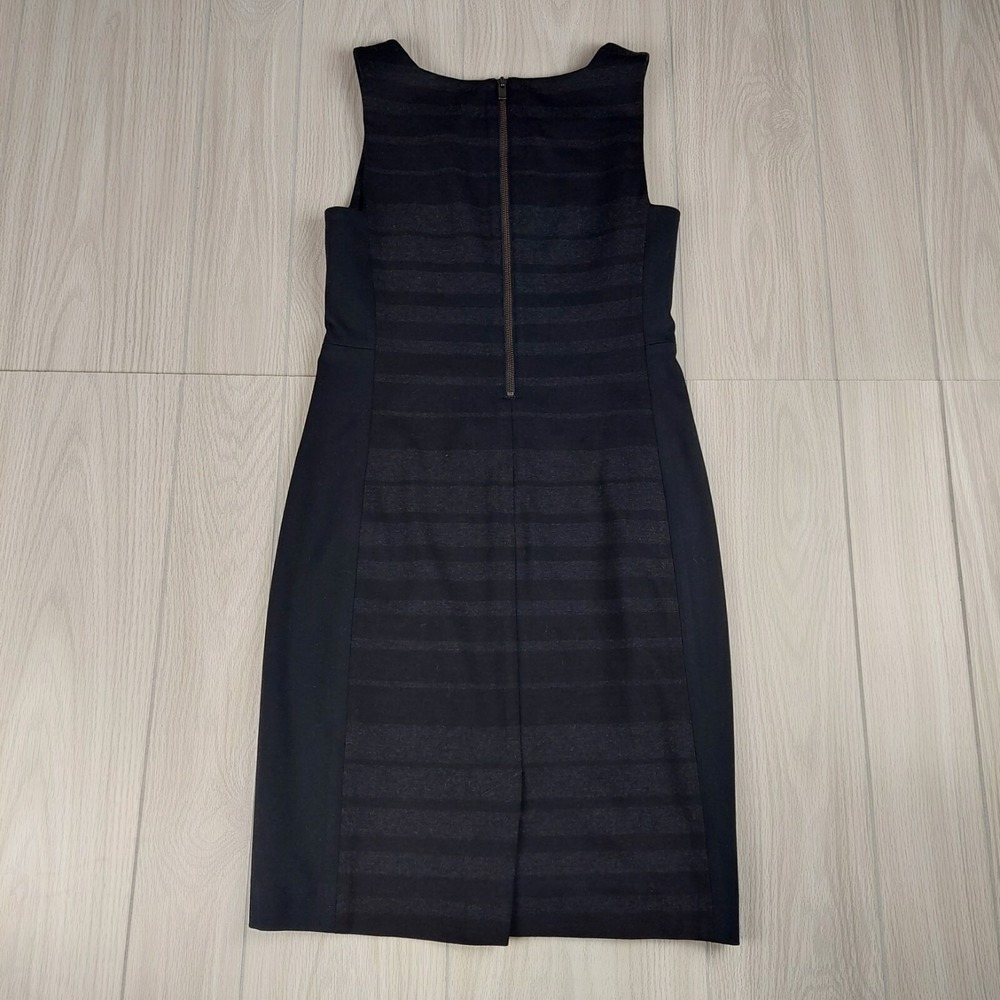 Eileen Fisher Sheath Dress Womens 2 Black Shadow Stripe Square Neck Quiet Luxury - Picture 3 of 8